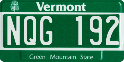 VT license plate NQG192