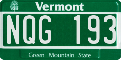 VT license plate NQG193