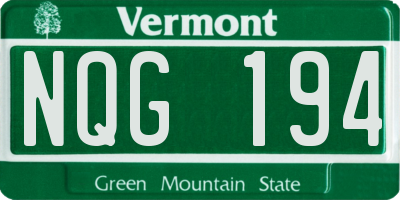 VT license plate NQG194