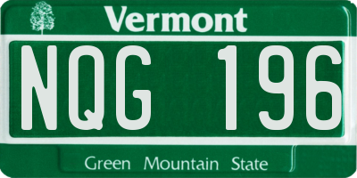 VT license plate NQG196