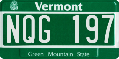 VT license plate NQG197