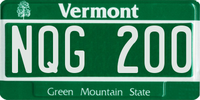VT license plate NQG200