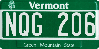 VT license plate NQG206
