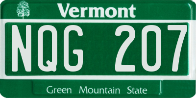 VT license plate NQG207