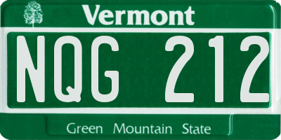 VT license plate NQG212