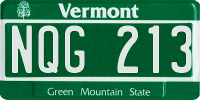 VT license plate NQG213