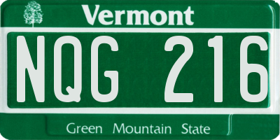 VT license plate NQG216