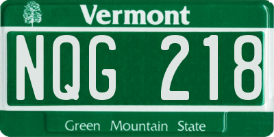 VT license plate NQG218