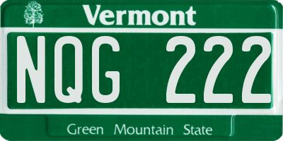 VT license plate NQG222