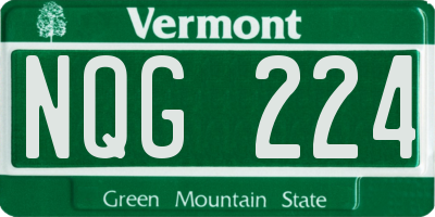 VT license plate NQG224