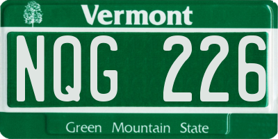 VT license plate NQG226