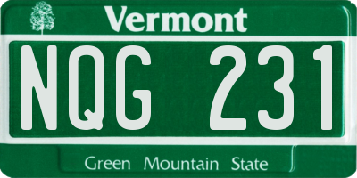 VT license plate NQG231