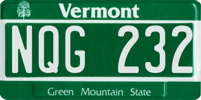 VT license plate NQG232