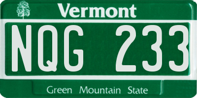 VT license plate NQG233