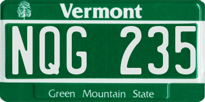 VT license plate NQG235