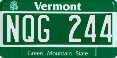 VT license plate NQG244