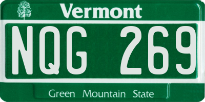 VT license plate NQG269