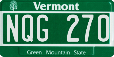 VT license plate NQG270