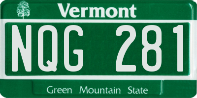 VT license plate NQG281