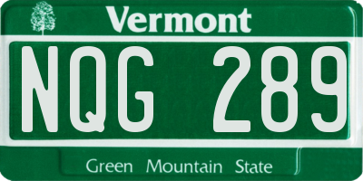 VT license plate NQG289