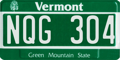VT license plate NQG304