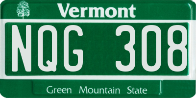 VT license plate NQG308
