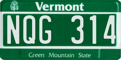 VT license plate NQG314