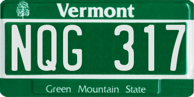 VT license plate NQG317