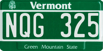 VT license plate NQG325