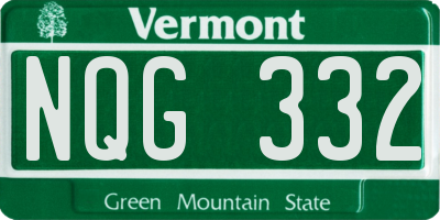 VT license plate NQG332