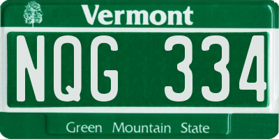 VT license plate NQG334