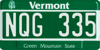 VT license plate NQG335