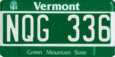 VT license plate NQG336