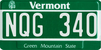 VT license plate NQG340