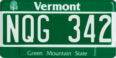VT license plate NQG342
