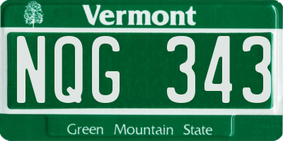VT license plate NQG343