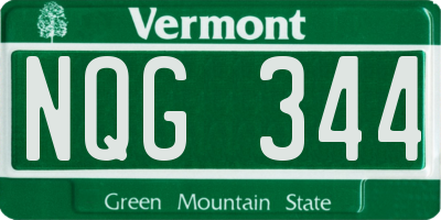 VT license plate NQG344