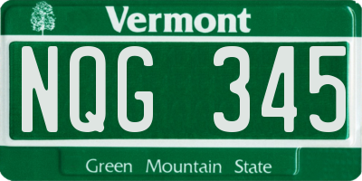 VT license plate NQG345