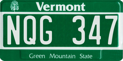 VT license plate NQG347
