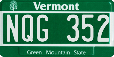 VT license plate NQG352