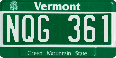 VT license plate NQG361