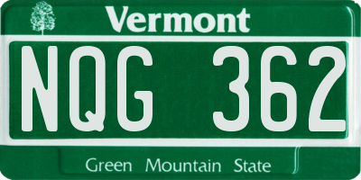 VT license plate NQG362