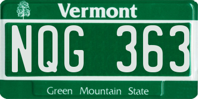 VT license plate NQG363