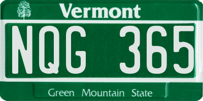 VT license plate NQG365