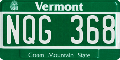 VT license plate NQG368
