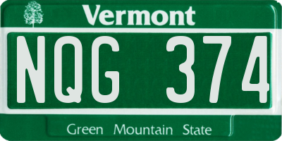 VT license plate NQG374