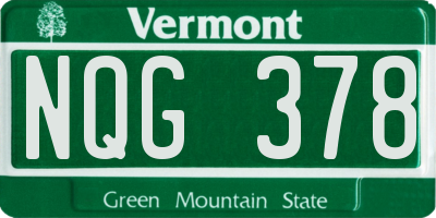 VT license plate NQG378
