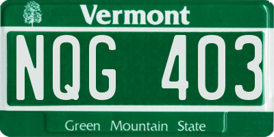 VT license plate NQG403