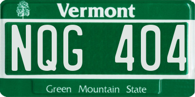 VT license plate NQG404