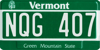 VT license plate NQG407